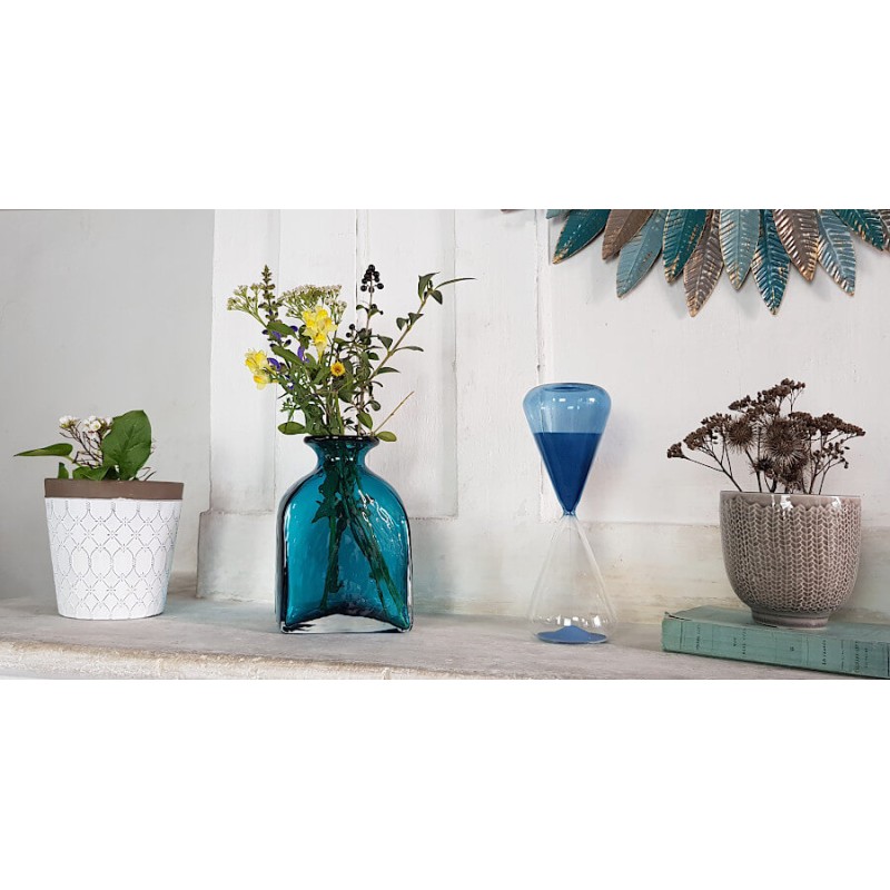 Sablier bleu foncé en verre  | Deco-Delight.com
