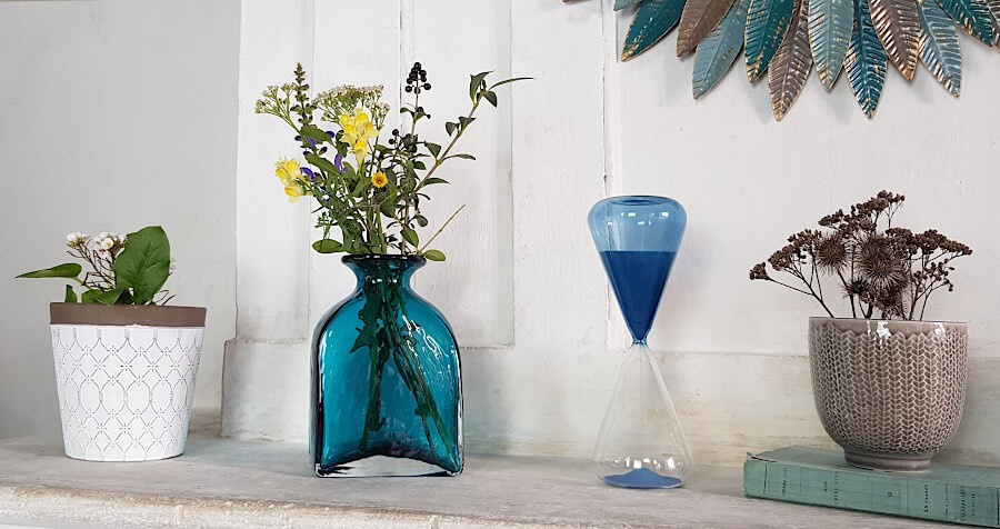 Sablier bleu foncé en verre  | Deco-Delight.com