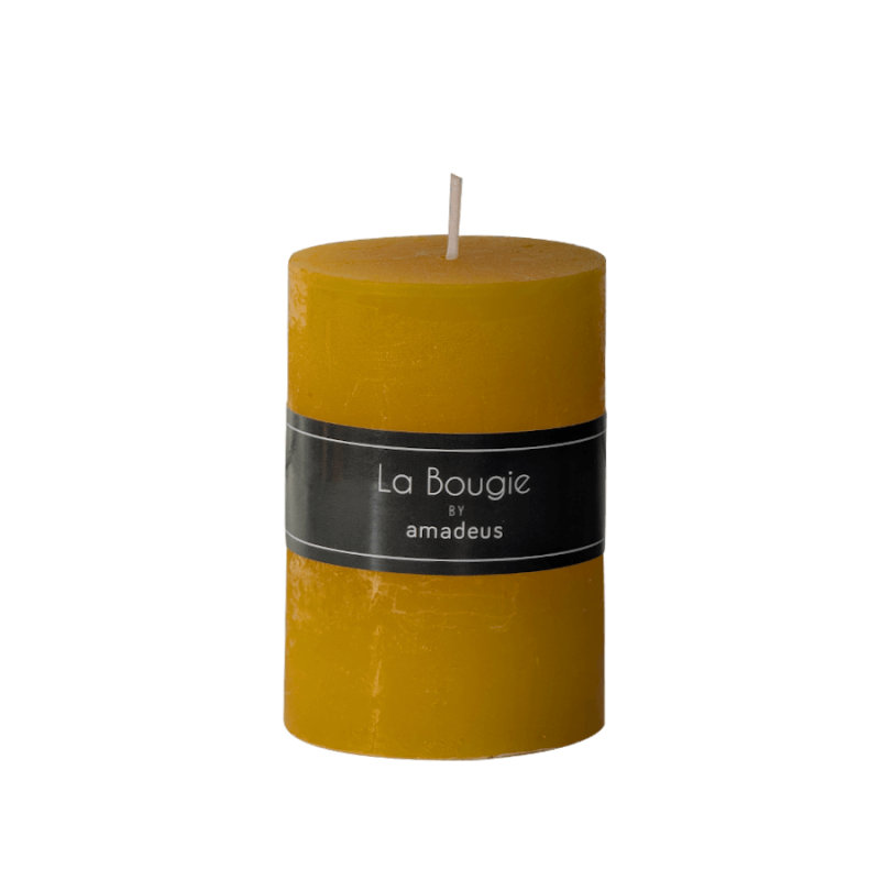 Bougie pilier Jaune safran H10 cm 48 heures | Deco-Delight.com
