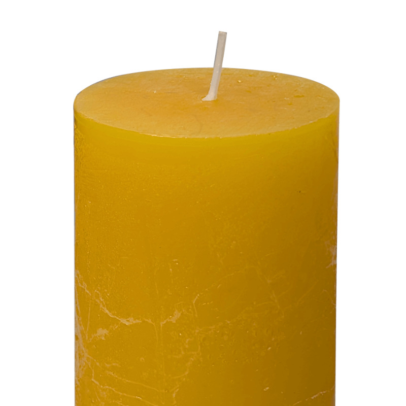 Bougie pilier Jaune safran H10 cm 48 heures | Deco-Delight.com