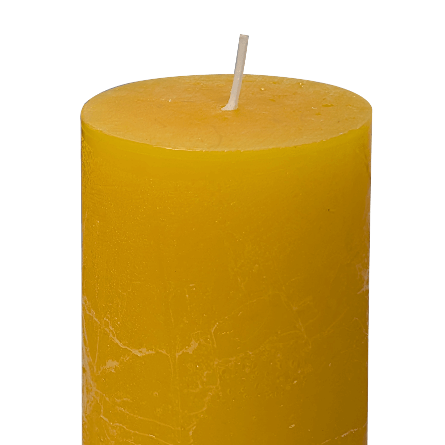 Bougie pilier Jaune safran H10 cm 48 heures | Deco-Delight.com