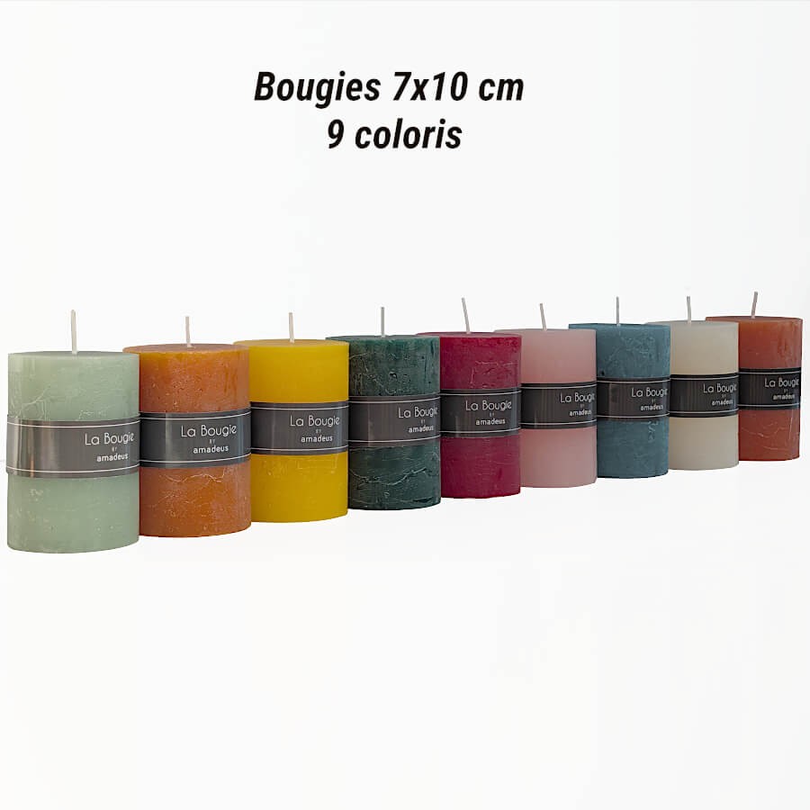 Bougie pilier Jaune safran H10 cm 48 heures | Deco-Delight.com