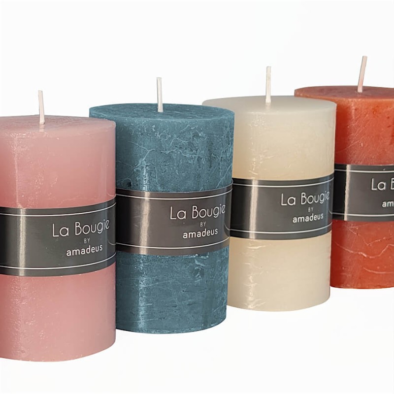 Bougie pilier Rose tendre H10 cm 48 heures | Deco-Delight.com