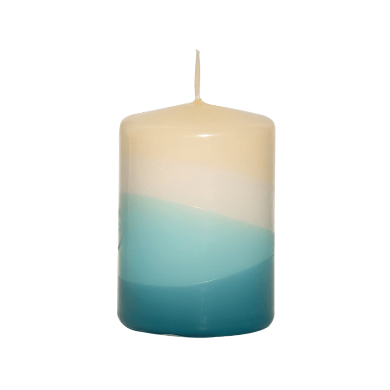 Bougie cylindrique H10 cm Nuances Aquatiques 9 h | Deco-Delight.com