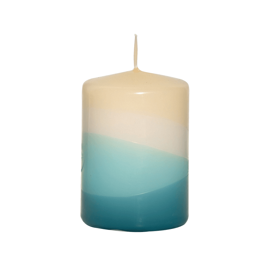 Bougie cylindrique H10 cm Nuances Aquatiques 9 h | Deco-Delight.com