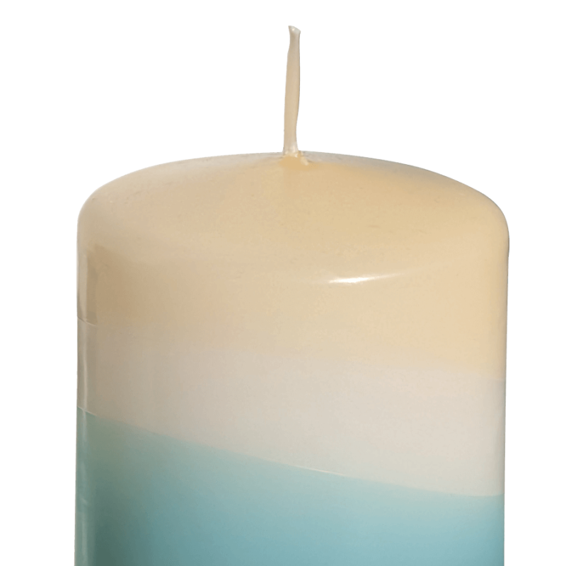Bougie cylindrique H10 cm Nuances Aquatiques 9 h | Deco-Delight.com