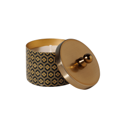 Bougie parfumée dans pot en métal motif Art déco | Deco-Delight.com