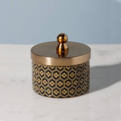 Bougie parfumée dans pot en métal motif Art déco | Deco-Delight.com