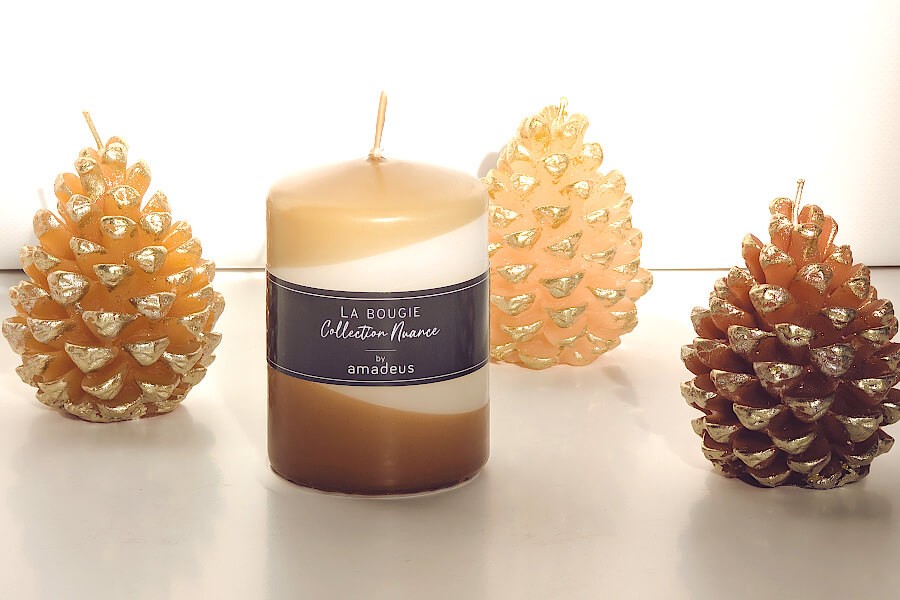 Bougie pilier Nuances Chaleureuses H10 D7 cm 9 h | Deco-Delight.com