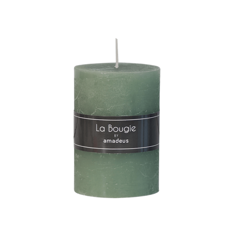 Bougie pilier Vert lichen H10 cm 48 heures | Deco-Delight.com