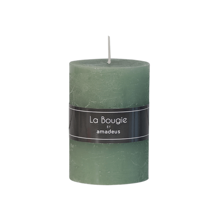 Bougie pilier Vert lichen H10 cm 48 heures | Deco-Delight.com