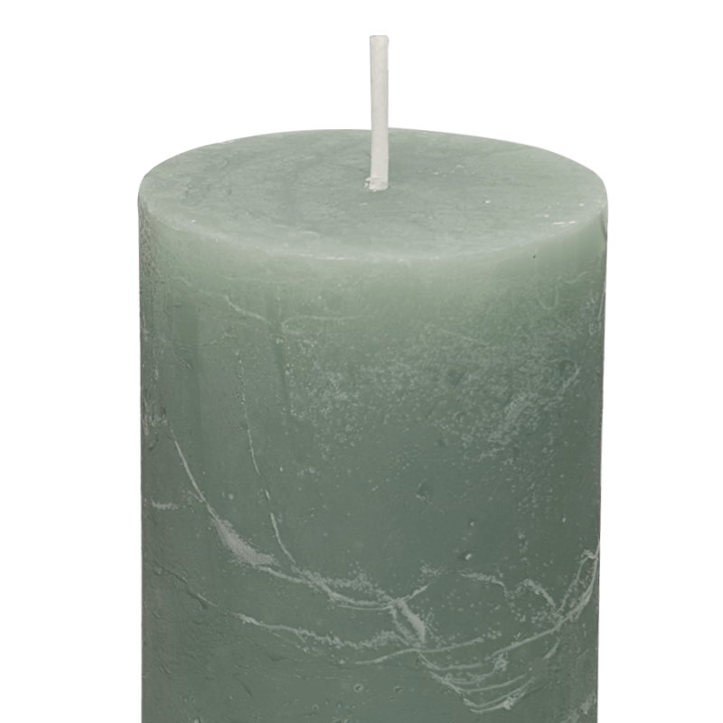 Bougie pilier Vert lichen H10 cm 48 heures | Deco-Delight.com