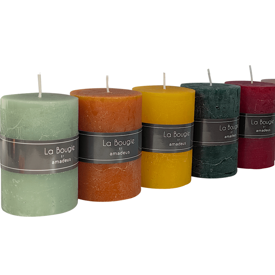 Bougie pilier Vert lichen H10 cm 48 heures | Deco-Delight.com