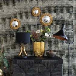 Miroir convexe Soleil Rayonnant résine dorée D25 cm | Deco-Delight.com