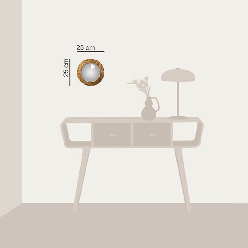 Miroir convexe Soleil Rayonnant résine dorée D25 cm | Deco-Delight.com