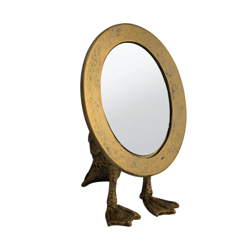 Petit miroir à poser en métal doré Pieds palmés | Deco-Delight.com