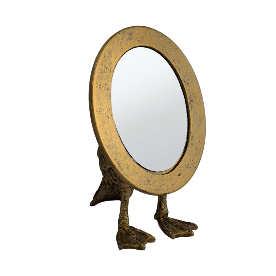 Petit miroir à poser en métal doré Pieds palmés | Deco-Delight.com