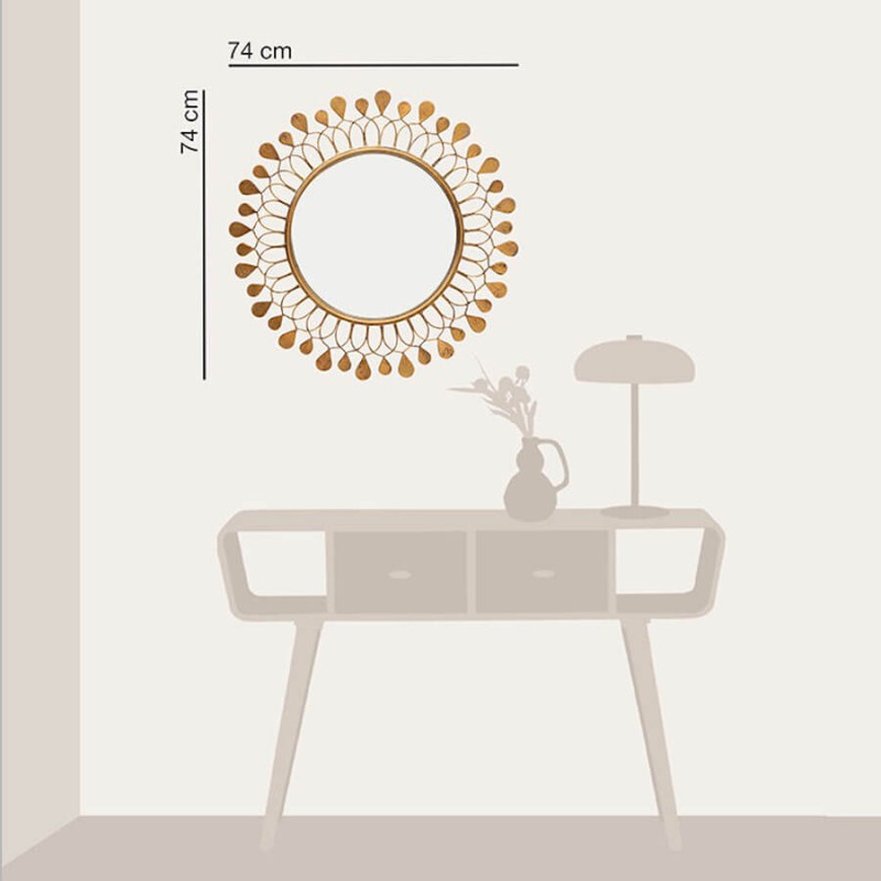 Grand miroir doré – Cercle de lumière D74,5 cm | Deco-Delight.com