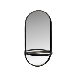 Miroir en métal noir avec tablette - H41 L20 cm | Deco-Delight.com