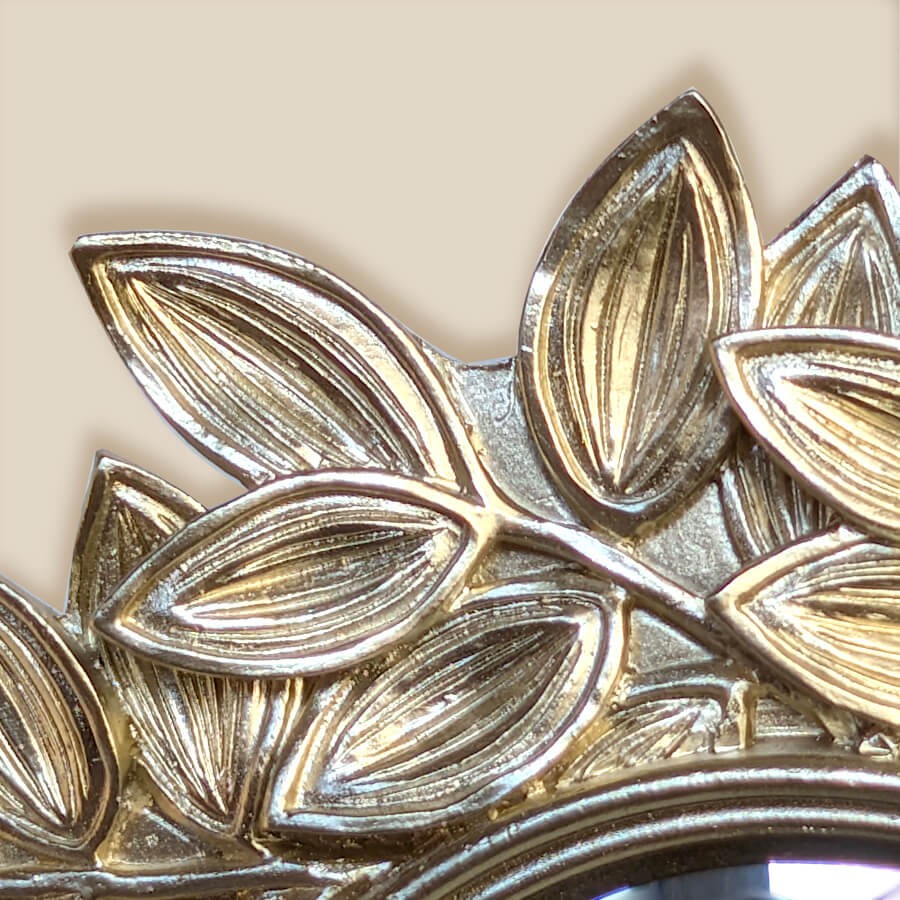 Miroir convexe Feuilles dorées en résine D21 cm | Deco-Delight.com