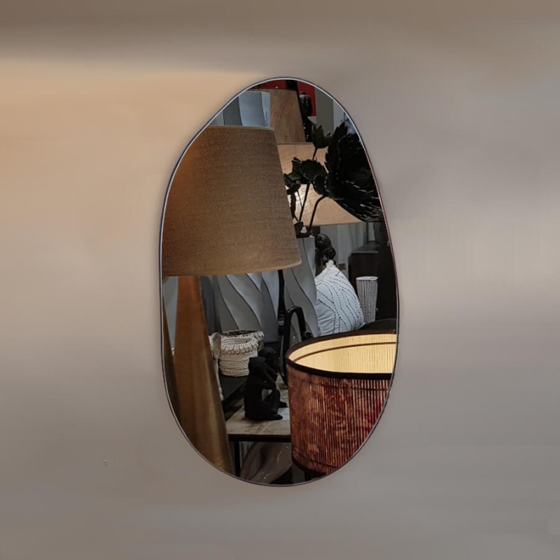 Miroir mural asymétrique - Métal noir H85,5 cm | Deco-Delight.com