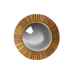 Miroir convexe Soleil Rayonnant résine dorée D22 cm | Deco-Delight.com
