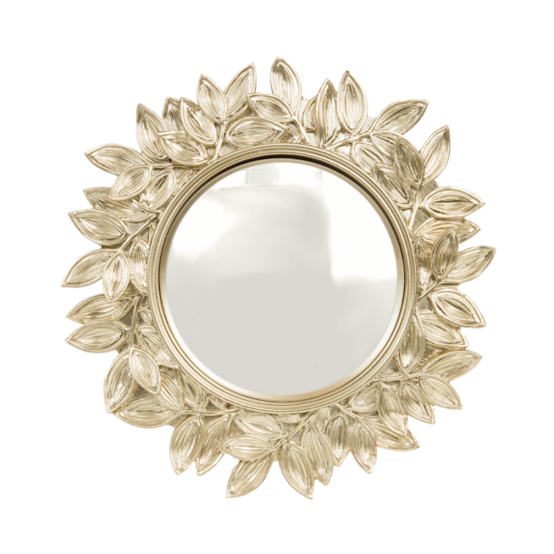 Miroir convexe Feuilles d'or en résine D24,5 cm | Deco-Delight.com