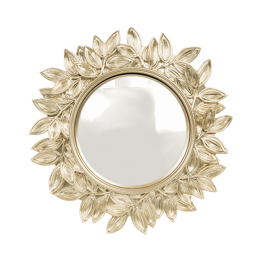 Miroir convexe Feuilles d'or en résine D24,5 cm | Deco-Delight.com