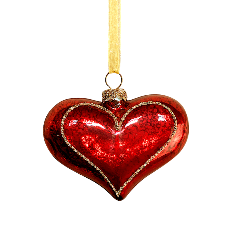 Boule de Noël en forme de Cœur rouge mercurisé | Deco-Delight.com