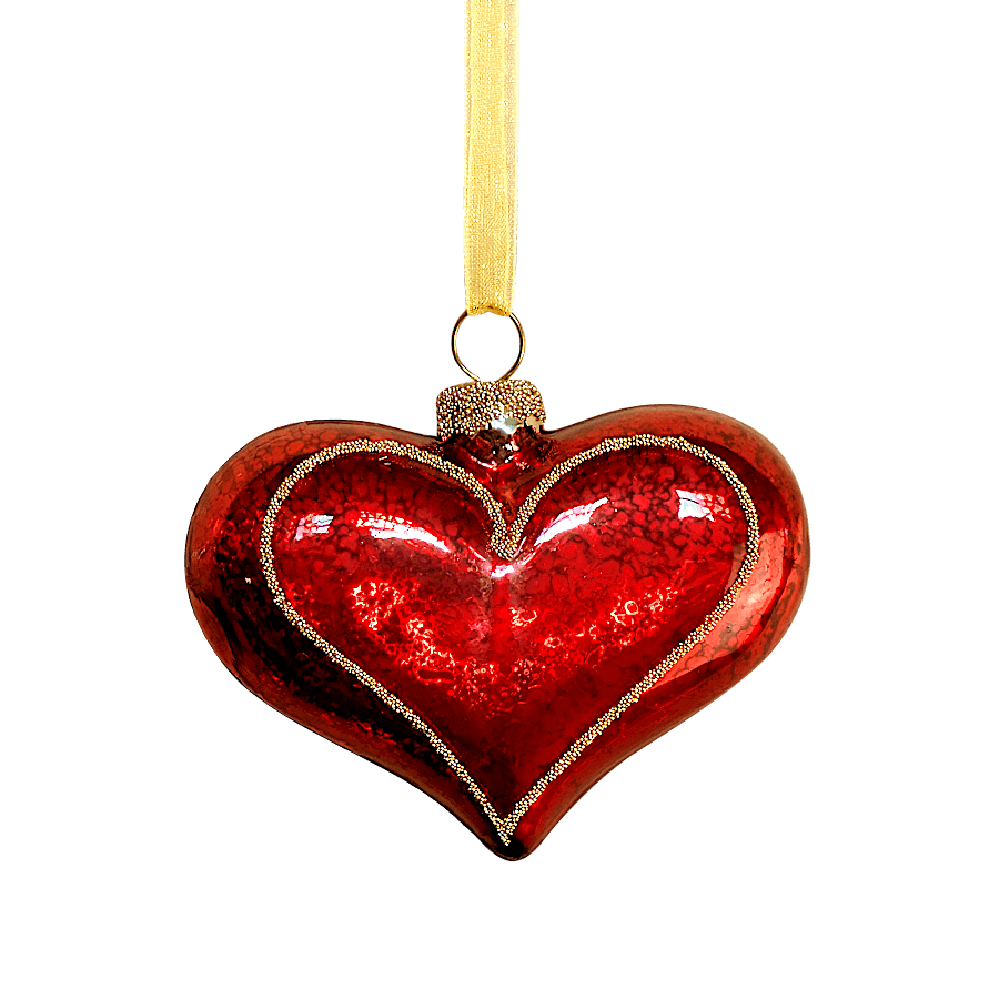 Boule de Noël en forme de Cœur rouge mercurisé | Deco-Delight.com