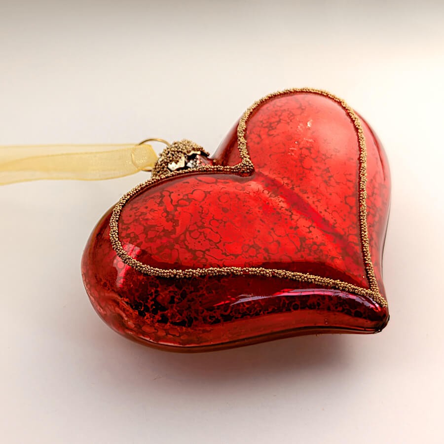 Boule de Noël en forme de Cœur rouge mercurisé | Deco-Delight.com