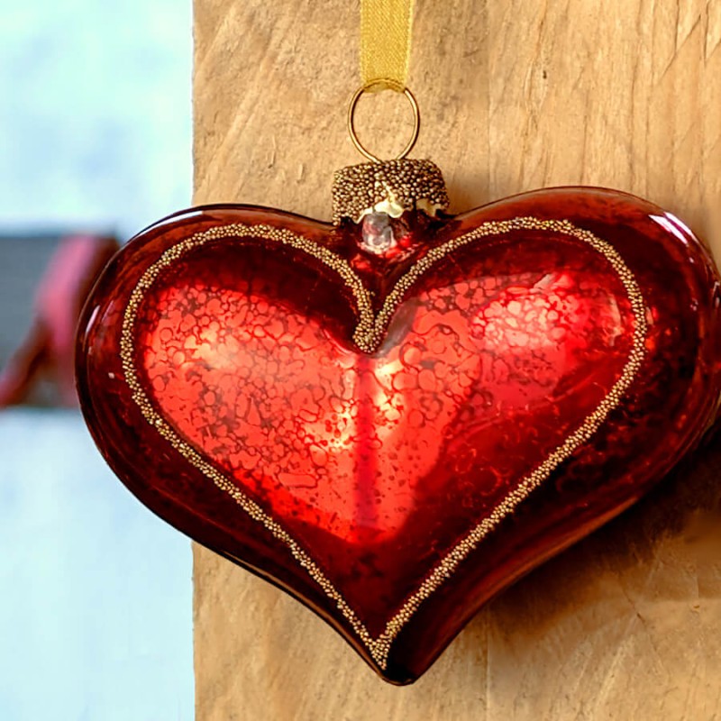 Boule de Noël en forme de Cœur rouge mercurisé | Deco-Delight.com