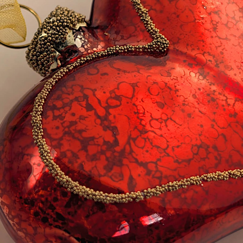 Boule de Noël en forme de Cœur rouge mercurisé | Deco-Delight.com