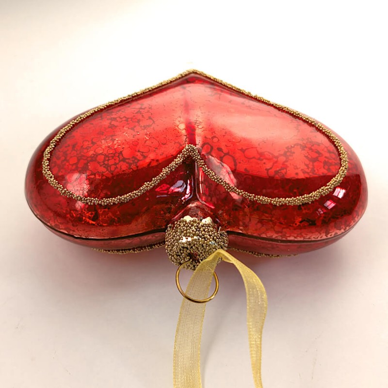 Boule de Noël en forme de Cœur rouge mercurisé | Deco-Delight.com