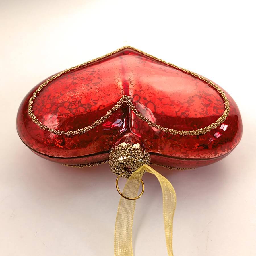 Boule de Noël en forme de Cœur rouge mercurisé | Deco-Delight.com