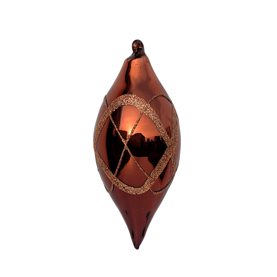 Boule de Noël Goutte verre cuivré Losanges H12 cm | Deco-Delight.com