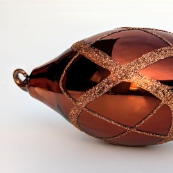 Boule de Noël Goutte verre cuivré Losanges H12 cm | Deco-Delight.com