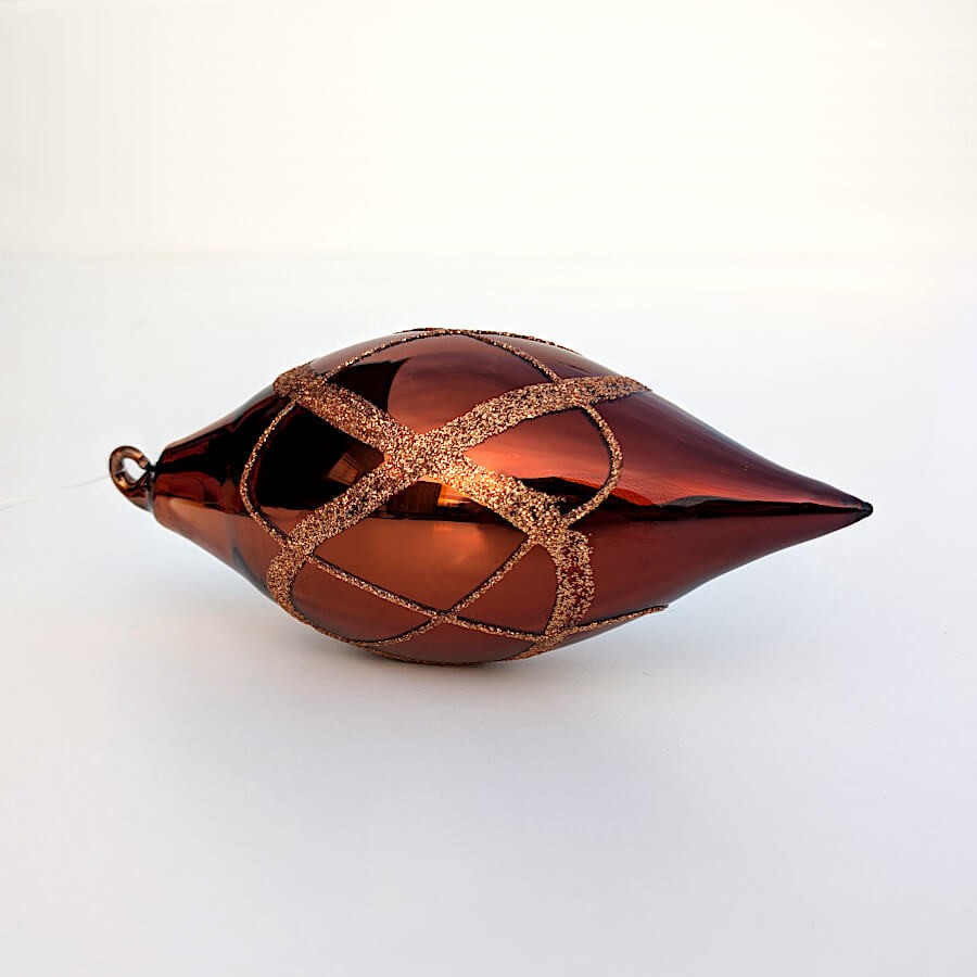 Boule de Noël Goutte verre cuivré Losanges H12 cm | Deco-Delight.com