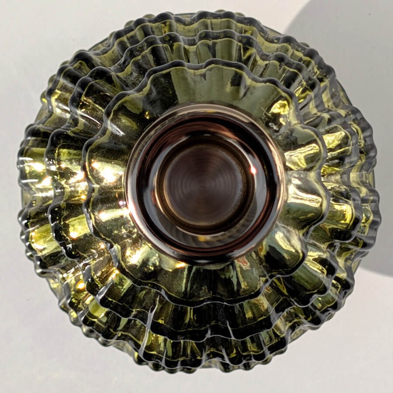 Bougeoir Sapin de Noël verre vert & doré H13 cm | Deco-Delight.com