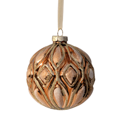 Grande boule de Noël Or rose givré D10 cm | Deco-Delight.com
