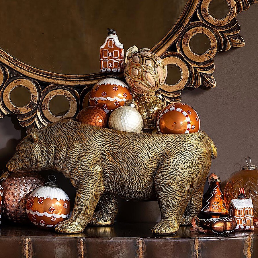 Grande boule de Noël Or rose givré D10 cm | Deco-Delight.com