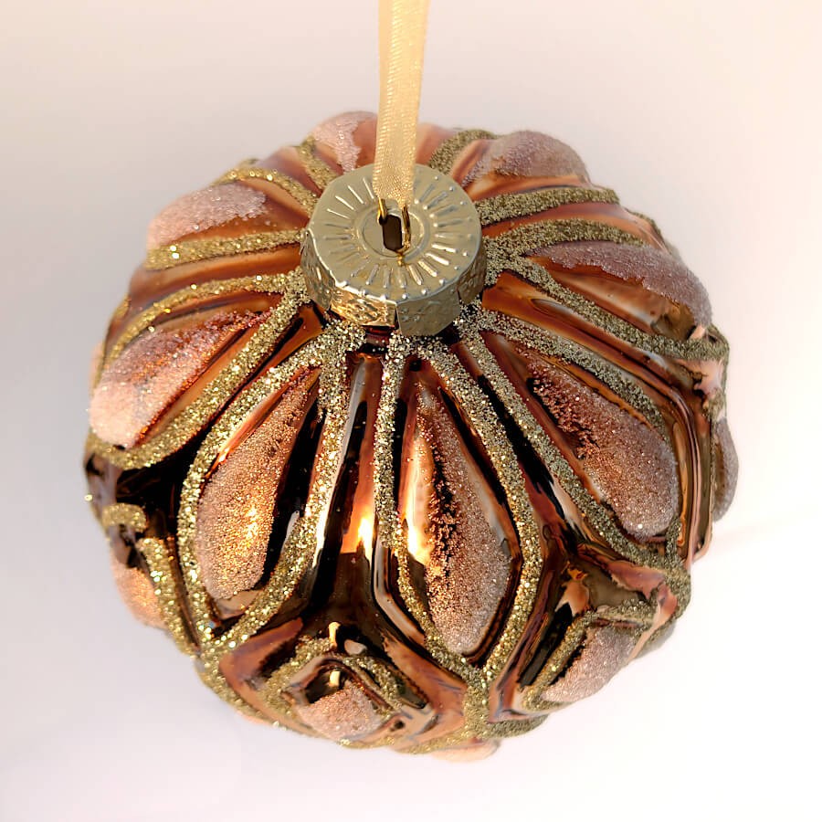 Grande boule de Noël Or rose givré D10 cm | Deco-Delight.com