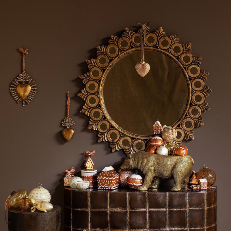 Grande boule de Noël Or rose givré D10 cm | Deco-Delight.com