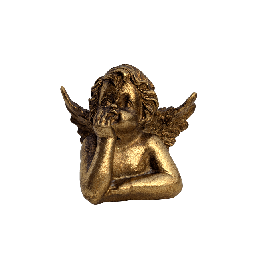 Figurine Ange pensif Or patiné H7,5 cm | Deco-Delight.com