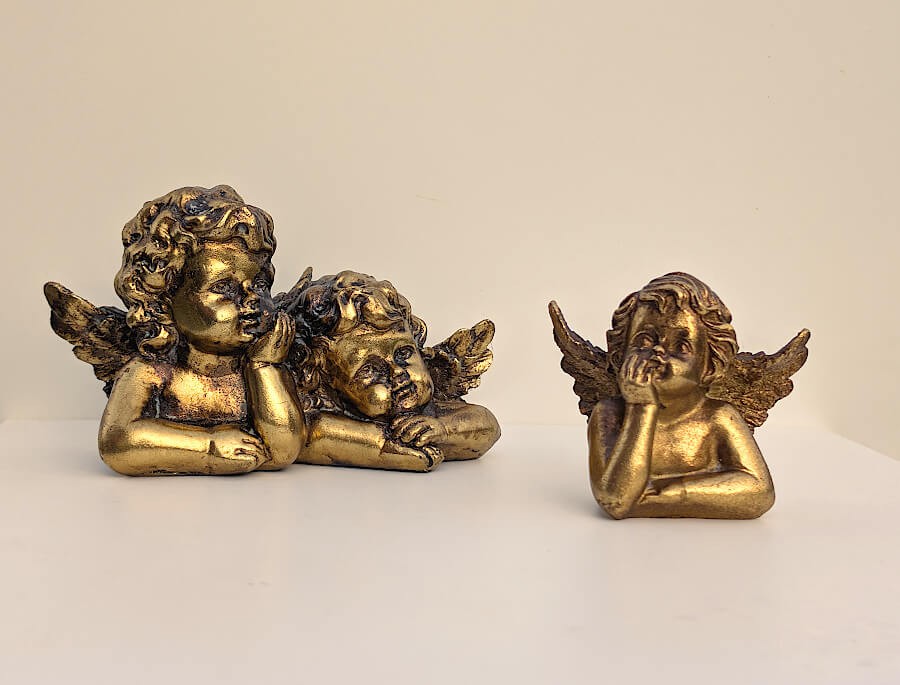 Figurine Ange pensif Or patiné H7,5 cm | Deco-Delight.com