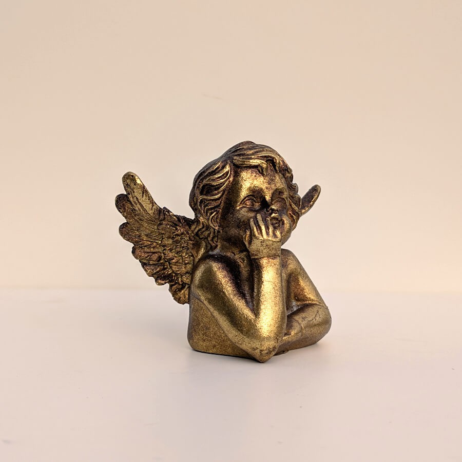Figurine Ange pensif Or patiné H7,5 cm | Deco-Delight.com