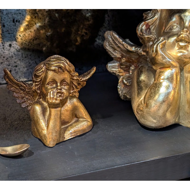 Figurine Ange pensif Or patiné H7,5 cm | Deco-Delight.com