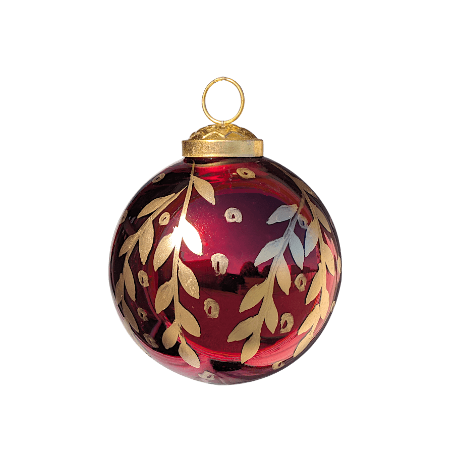 Boule de Noël Classique en verre Rouge & Or D8 cm | Deco-Delight.com