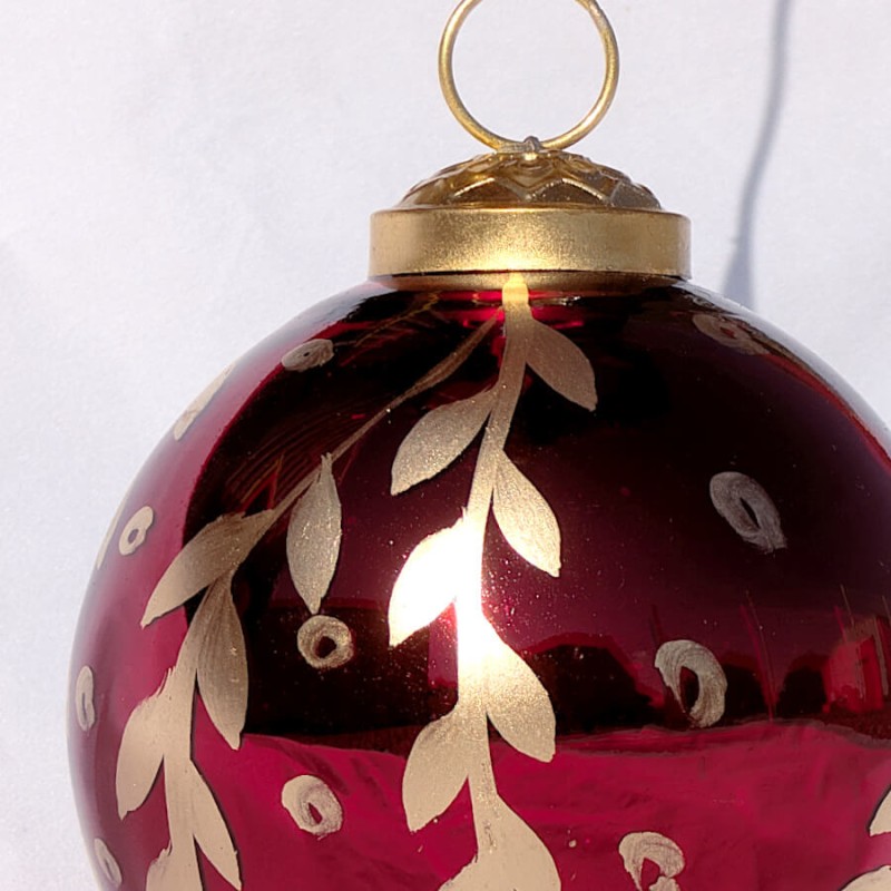 Boule de Noël Classique en verre Rouge & Or D8 cm | Deco-Delight.com