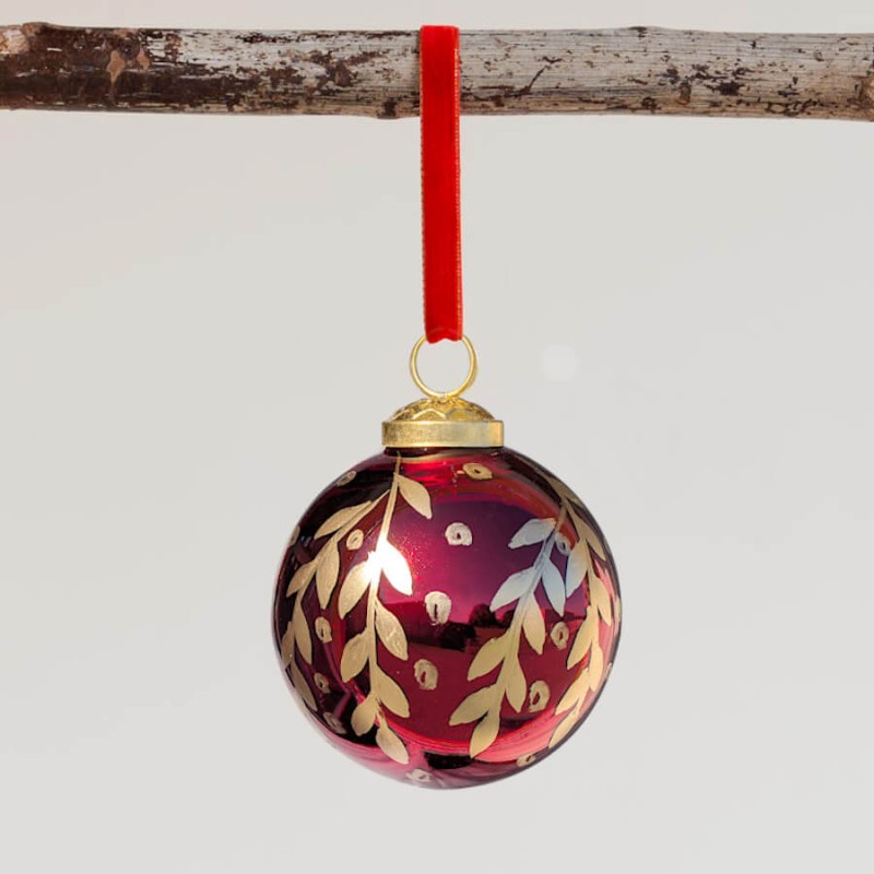 Boule de Noël Classique en verre Rouge & Or D8 cm | Deco-Delight.com